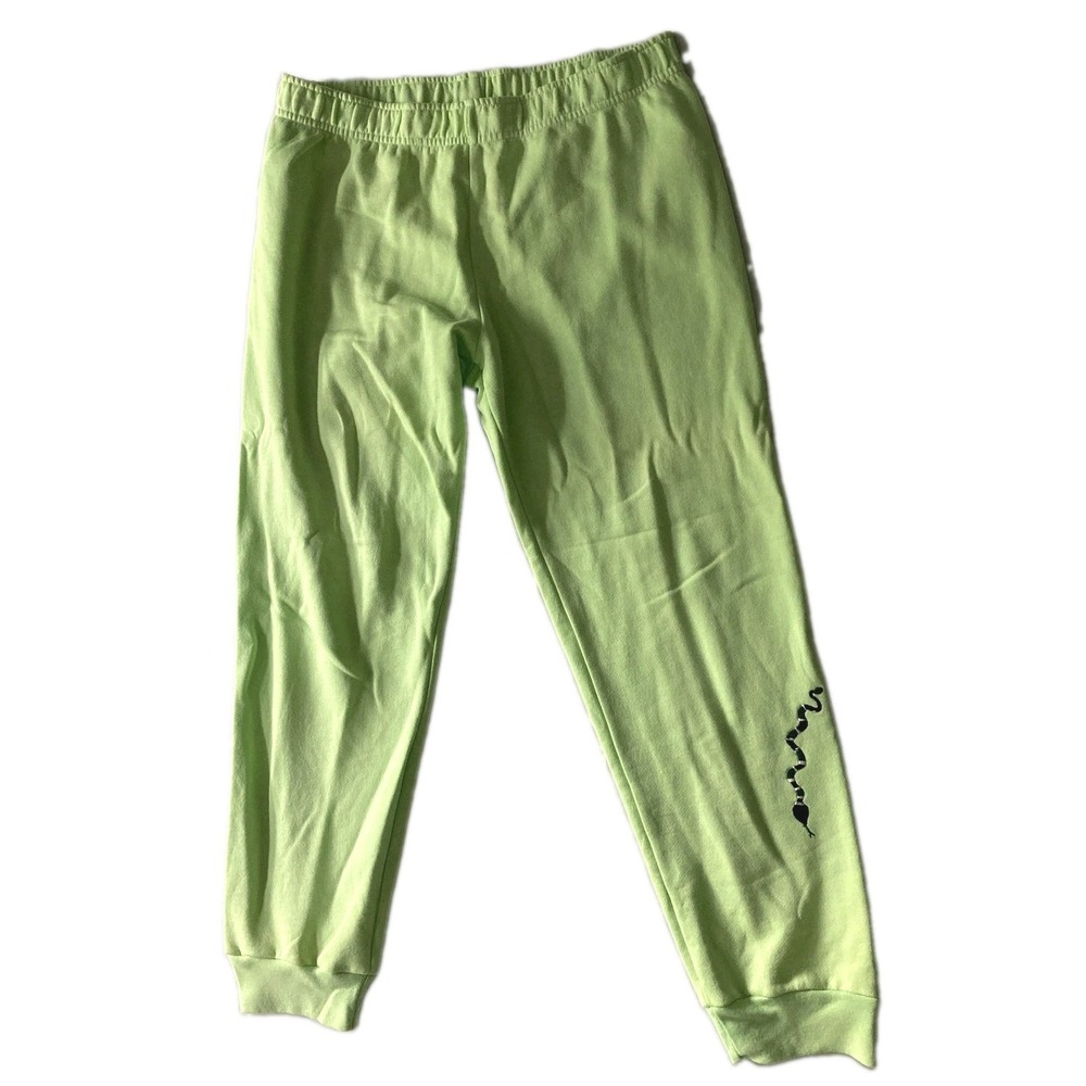 Monrow Jogger Pants Women L Green Snake Embroidered Supima Cotton USA Lounge